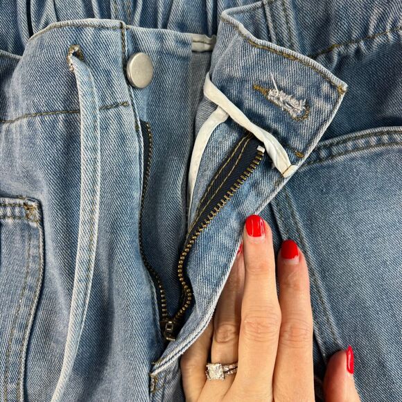 Blue Ankle Cropped Jeans with High Waist and Tapered Legs - Picture 7 of 15